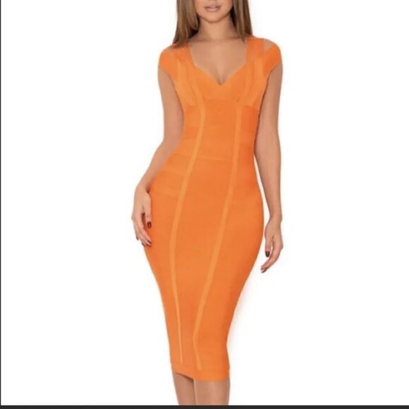 House of CB Orange Mimi Bandage Bodycon Dress size XS - Picture 10 of 10